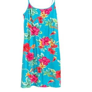 Caribbean Joe Cami Dress Floral Print Stretch Women’s Medium